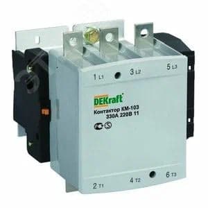 Контактор DEKraft 22160DEK КМ-103 330А 220В АС3 1НО+1НЗ