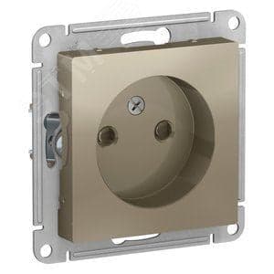 Розетка Systeme Electric ATN000549 AtlasDesign, без заземления, со шторками, 16А, механизм, шампань