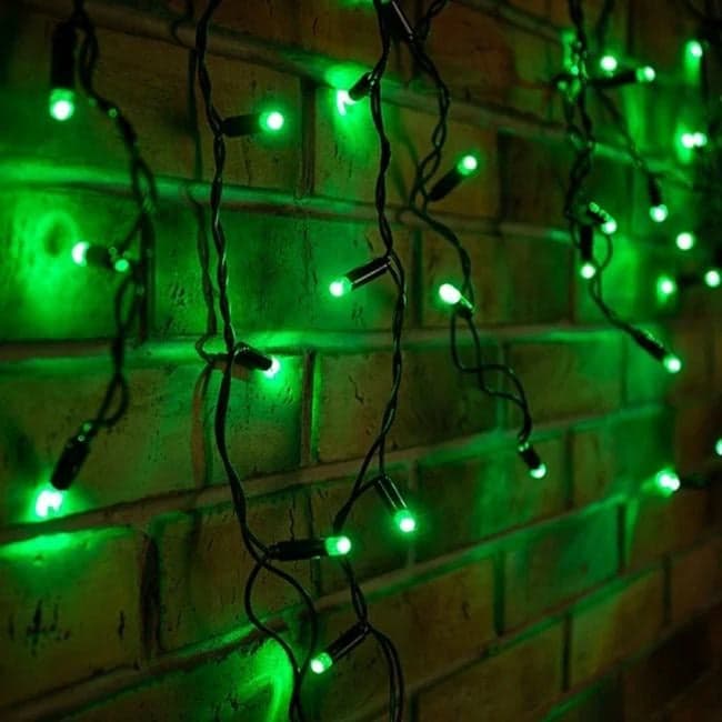 255-044 Гирлянда Бахрома (Айсикл) 2,4х0,6м 88 LED ЗЕЛЕНЫЙ черный ПВХ IP65