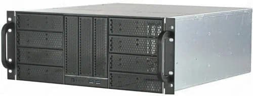 RE411-D11H0-A-55 Корпус 4U ,11x5.25+0HDD,черный,без БП,глубина 550мм,MB ATX 12"x9,6"